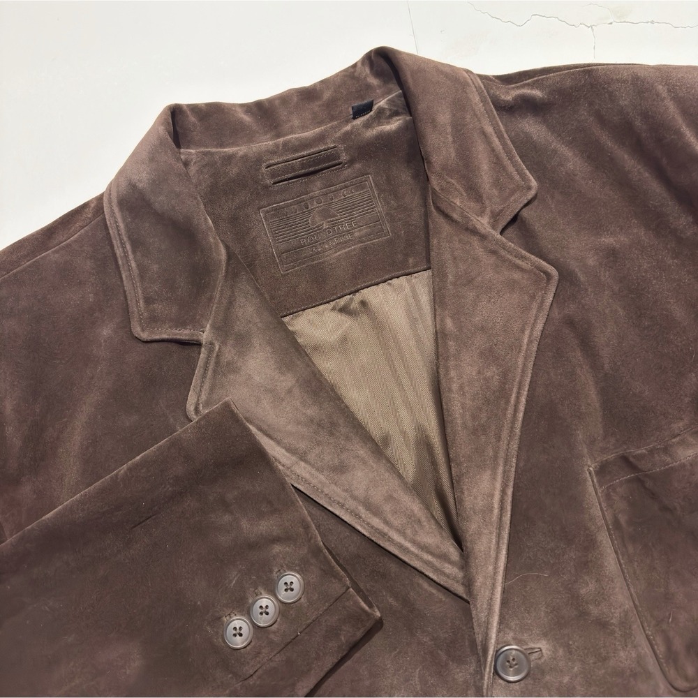 Roundtree & Yorke Mens Long Brown Suede Leather Jacket Coat Trench Size XXL City - Picture 2 of 15